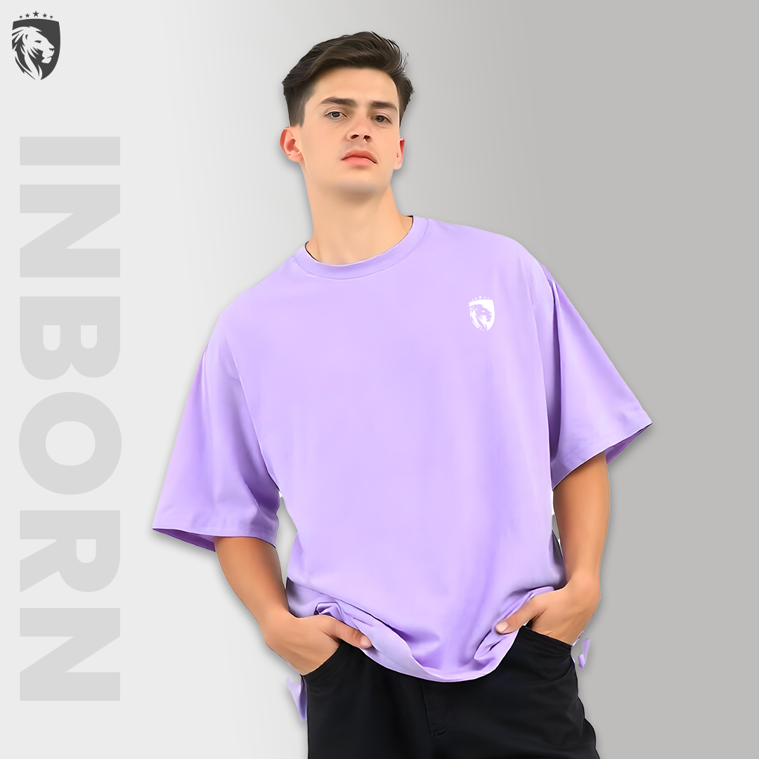 Inborn Solid Lavender Oversized T-Shirt