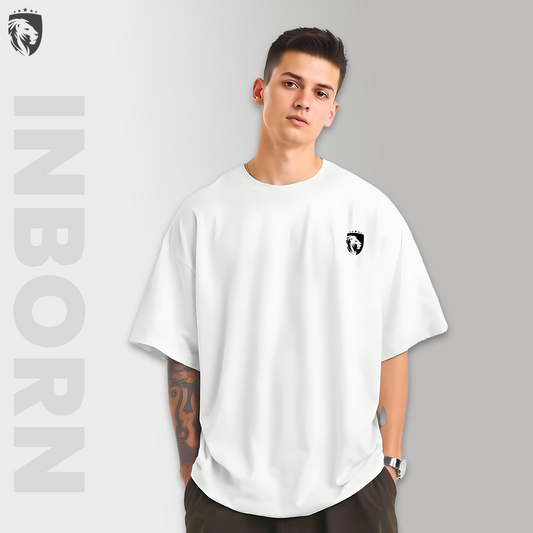 Inborn Solid White Oversized T-Shirt